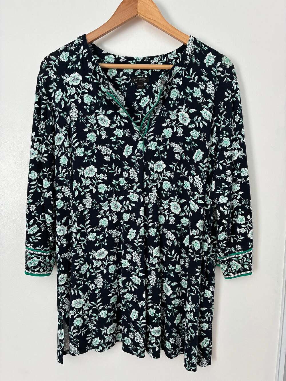 J. Jill Wearever Blue Mint Green Floral Tunic Blouse Casual Stretch Size 2X